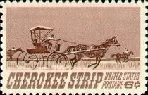 Stamp, Racing for Homesteads in Cherokee Strip, 1893, United States of America,  , Horses, Carriages, Equestrianism and horse riding