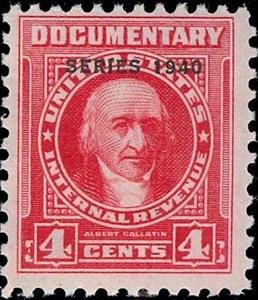 Revenue Stamp, Series 1940/Albert Gallatin, United States of America,  , Diplomates, Famous People, Linguists, Men, Politicians