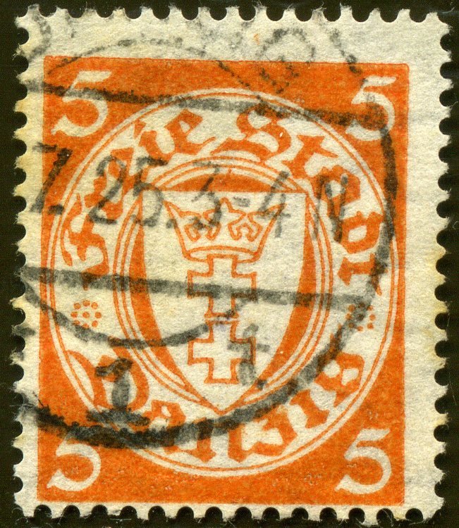 The coat of arms of Danzig in an oval frame