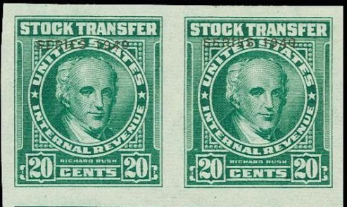 Revenue Stamp, Stock Transfer/Richard Rush, United States of America,  , Famous People, Men, Politicians