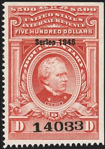Revenue Stamp, Series 1945/P.F. Thomas, United States of America,  , Famous People, Men, Politicians