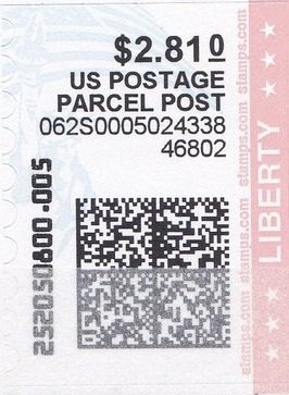 Stamp, Statue of Liberty and Flag, United States of America,  