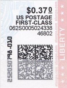 Stamp, Liberty Bell and Flag, United States of America,  