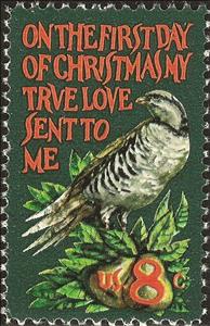Stamp, Christmas - Partridge in a Pear Tree, United States of America,  , Birds, Christmas, Fruits, Animals (Fauna)