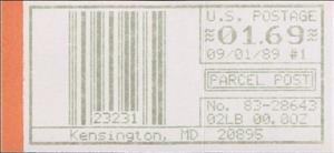 Stamp, Kensington, MD, Machine 83, United States of America,  , Letters (Alphabet), Numbers
