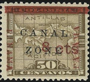 Stamp, Map of Panama, Canal Zone,  