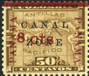 Stamp, Map of Panama, Canal Zone,  