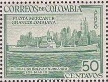 Freighter and skyscrapers