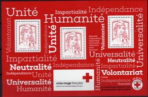 Souvenir Sheet, Valeurs d'humanité, France,  , Red Cross and Red Crescent, Women