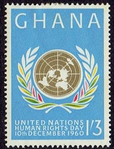 Stamp, Globe, Ghana,  , Human Rights, U.N.O.