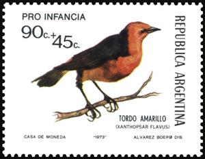 Stamp, Southern Screamer (Chauna torquata), Argentina,  , Animals (Fauna), Birds