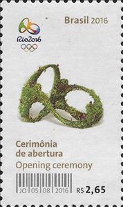 Stamp, Olympics opening ceremony emblem, Brazil,  , Olympic Games, Sports