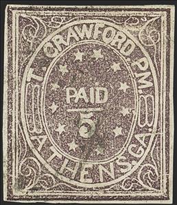 Stamp, Athens, GA., Confederate States of America,  