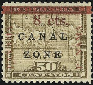 Stamp, Map of Panama, Canal Zone,  