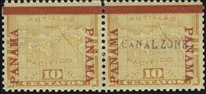 Se-tenant, Map of Panama, Canal Zone,  