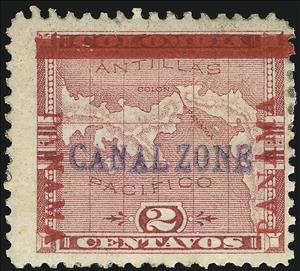 Stamp, Map of Panama, Canal Zone,  