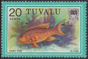 Stamp, Fairy Cod, Tuvalu,  , Animals (Fauna), Fishes, Sea Life