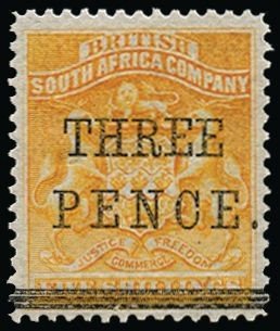 Stamp, Coat of Arms - surcharged, British South Africa Company,  , Animals (Fauna), Coats of Arms, Elephants, Heraldic Animals, Лев