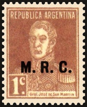 Stamp, José Francisco de San Martín (1778-1850), ovpt. “M.R.C.”, Argentina,  , Famous People, Freedom Fighters, Generals, Heroes, Men, Revolutions