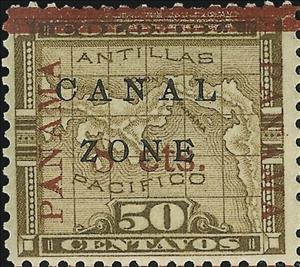 Stamp, Map of Panama, Canal Zone,  