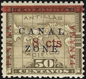 Stamp, Map of Panama, Canal Zone,  