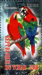 Stamp, Ara chloropterus, Cinderellas,  , Animals (Fauna), Birds, Parrots