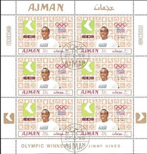 Mini Sheet, Jim Hines (*1946), Sprint, USA, Ajman,  , Athletes, Athletics, Olympic Games