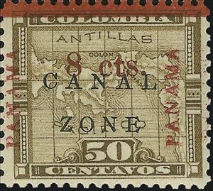 Stamp, Map of Panama, Canal Zone,  