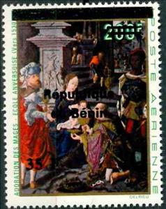 Stamp, 1997 Overprints & Surcharges, Benin,  , Biblical Accounts, Painters, Paintings