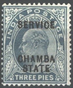 Stamp, Edward VII, India, Princely States,  , Crowns and Coronets, Famous People, Heads of State, Kings, Men, Royalty