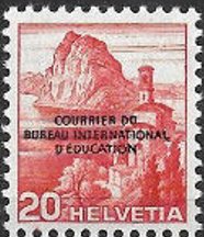 Stamp, Castagnola Church & San Salvatore Massive(BIE/IBE overprint), Switzerland,  , Churches - Cathedrals - Basilicas - Chapels, Lakes, Mountains