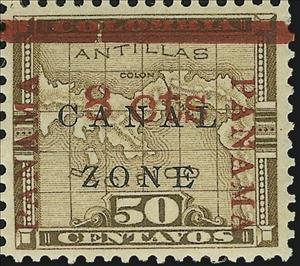 Stamp, Map of Panama, Canal Zone,  