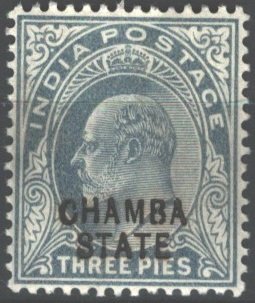 Stamp, Edward VII, India, Princely States,  , Crowns and Coronets, Famous People, Heads of State, Kings, Men, Royalty