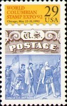 Stamp, Features detail from No. 129, United States of America,  