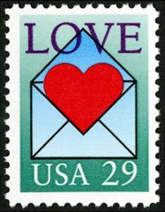 Stamp, Heart in Envelope, United States of America,  