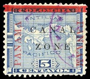 Stamp, Map of Panama, Canal Zone,  