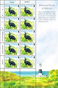Mini Sheet, Black Rabbit (Oryctolagus cuniculus forma domestica), Alderney,  , Animals (Fauna), Mammals, Rabbits