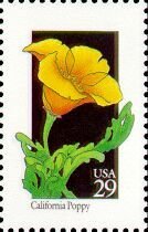 Stamp, Wildflowers:California Poppy, United States of America,  , Flowers