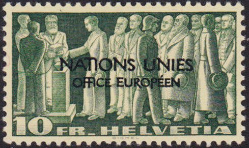 Stamp, Prior to the ballot box (ONU/UNO overprint), Switzerland,  