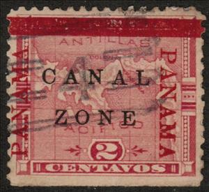 Stamp, Map of Panama, Canal Zone,  