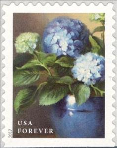 Stamp, Blue Hydrangea - booklet, United States of America,  , Flowers, Gardens, Plants (Flora)