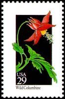 Stamp, Wildflowers:Wild Columbine, United States of America,  , Flowers, Plants (Flora)