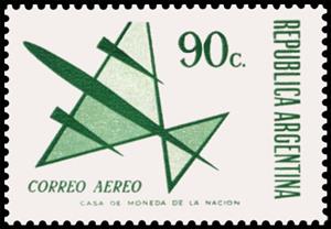 Stamp, Air Mail - Stylized aircraft, Argentina,  , Aircraft, Aviation, Stylized Objects