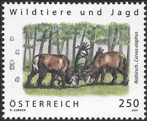Stamp, Red deer (Cervus elaphus), Austria,  , Animals (Fauna), Deer
