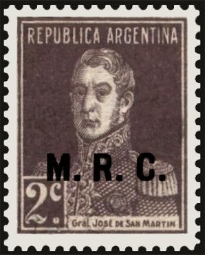 Stamp, José Francisco de San Martín (1778-1850), ovpt. “M.R.C.”, Argentina,  , Famous People, Freedom Fighters, Generals, Heroes, Men, Revolutions