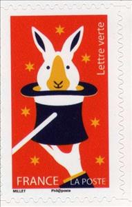 Stamp, Lapin, France,  , Circus, Headgear, Magicians, Rabbits