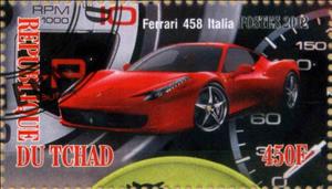 Stamp, Ferrari 458 Italia, Cinderellas,  , Cars