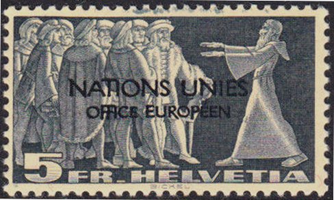 Stamp, Diet of Stans (ONU/UNO overprint), Switzerland,  
