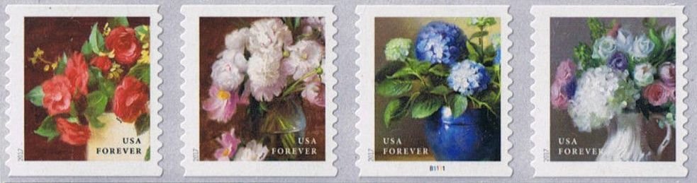 Stamp, Flowers from the Garden - coil strip of 4, United States of America,  , Flowers, Gardens, Plants (Flora)