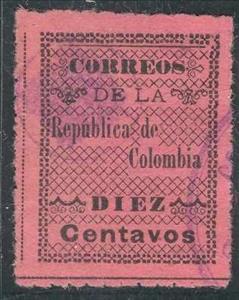 Stamp, Inscription between ornaments, Colombia,  